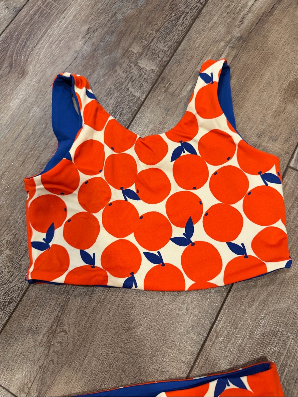 Hanna Andersson Reversible Orange π/Blue Bikini Set Size 6-7 - Picture 6 of 6
